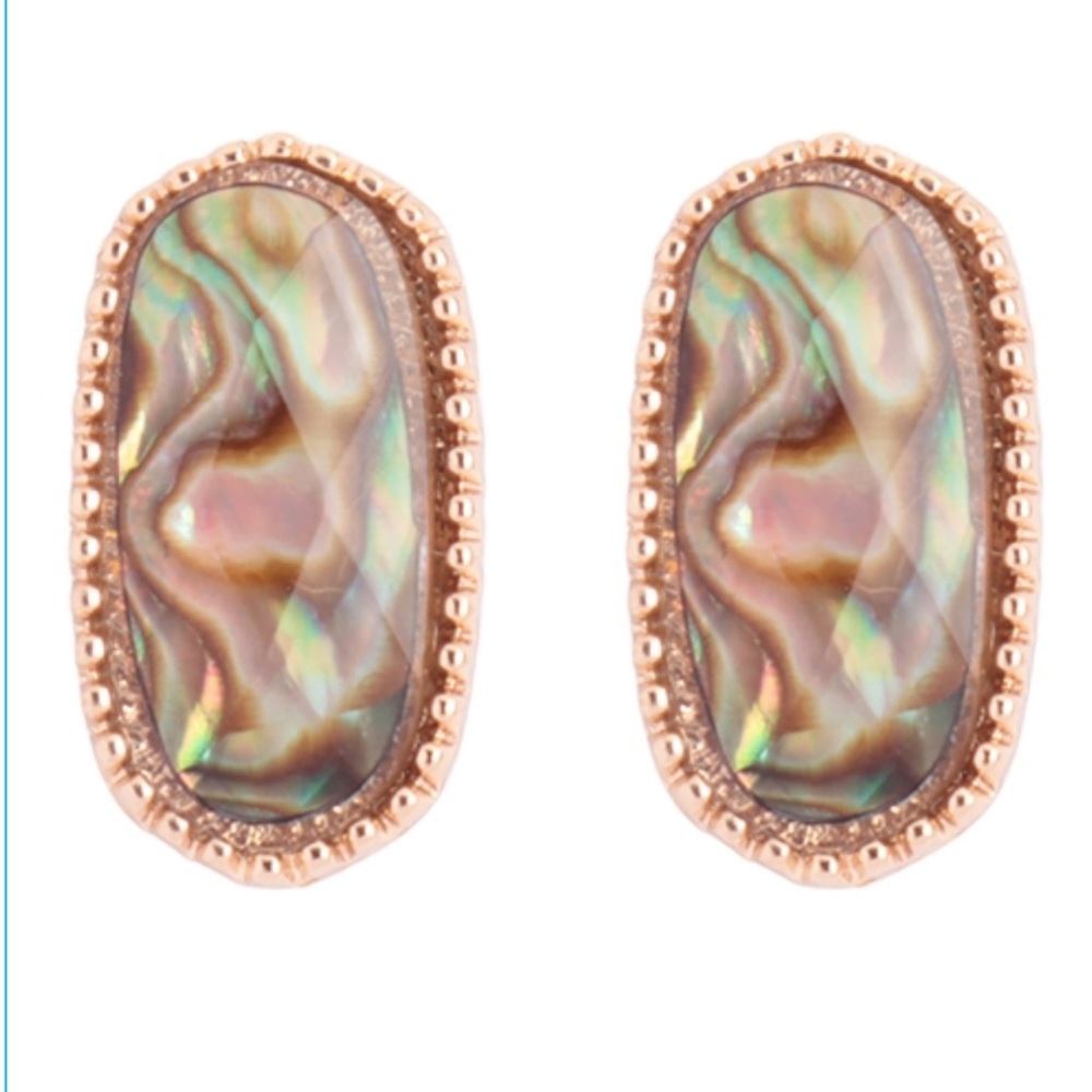 NWT Beautiful Hexagon Faux Abalone Pierced Stud Post Earrings!
